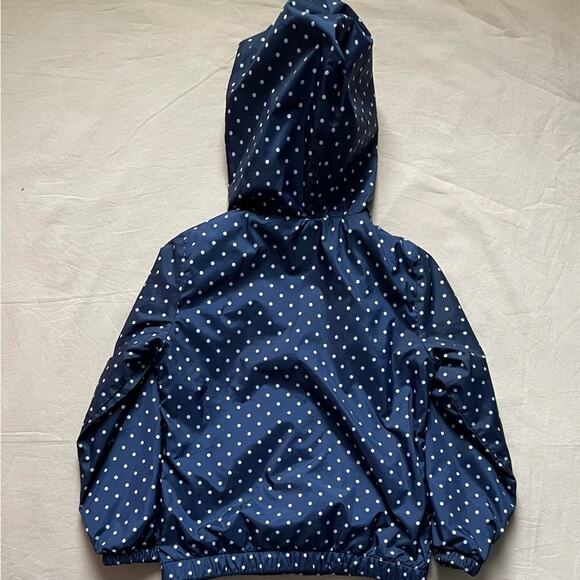 Old Navy Blue and White Polka Dot Fleece Lined Rain Coat Size Small - Picture 2 of 6
